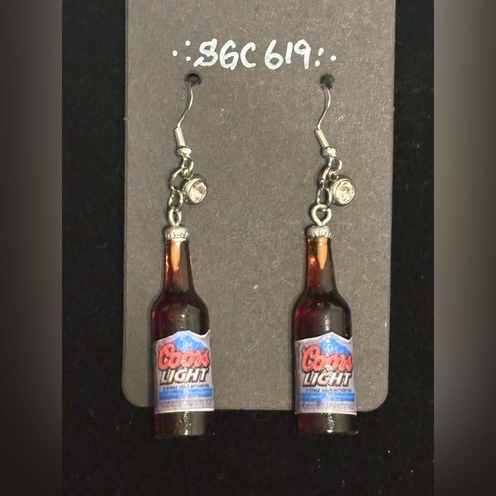 Mini coors Beer Bottle Earrings with silver Accents